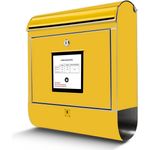 banjado Wandbriefkasten Edelstahl Briefkasten Gelb (groß, mit Zeitungsfach) 38 x 42,5 x12cm