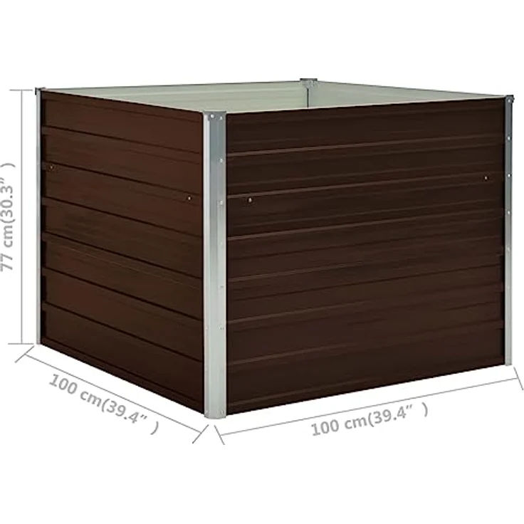 vidaXL Hochbeet Braun 100 x 100 x 77 cm Verzinkter Stahl – Bild 6