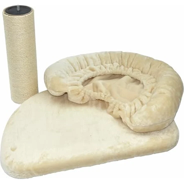 nanook Katzen Liegeplatz Katzenbett XL 60 x 40 cm inkl. Kratzstamm 35 cm, für große Katzen geeignet, Kratzbaum Erweiterung, Farbe: beige – Bild 4