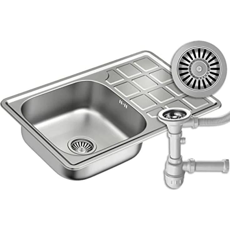 QUADRON LOUIS 111, 1-Becken Spüle aus Edelstahl mit Siphon, Größe 78 x 48 x 16 cm, hitzebeständig und pflegeleicht – Bild 1