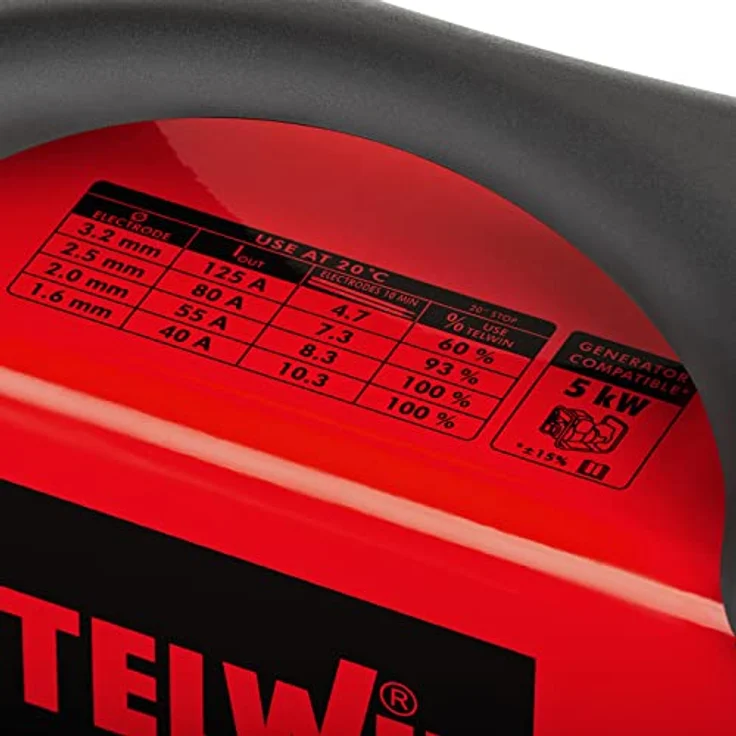 Telwin Force 145 Elektroden-Schweissgerät MMA mit Inverter-Technologie, Set inkl. Transportkoffer, Anschlussgarnitur, Massekabel, Handschild und Schlackehammer – Bild 9