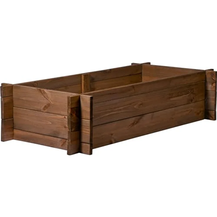 dobar® Hochbeet Massivholz Stecksystem Gr. M stapelbar - Pflanzkasten - 117 x 58,5 x 27,5 cm - Dunkelbraun – Bild 2