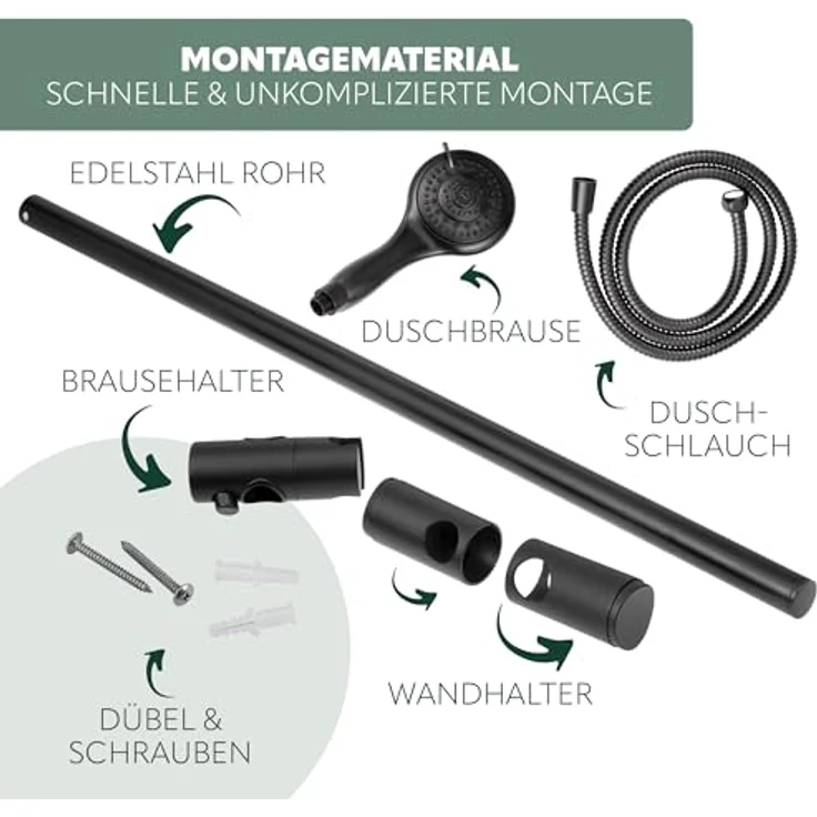 bremermann Brausestangenset, Brause mit 5 Strahlarten, Edelstahl-Brauseschlauch 1,75 m, schwarz – Bild 5