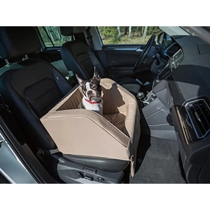 DOGGY Hundeautositz, Hundebox, Hundebett, Transportboxen, Rückbank, Hundedecke, Hundekörbchen, Katzenbett für kleine Hunde, Beige (46x46x31 cm) – Bild 2