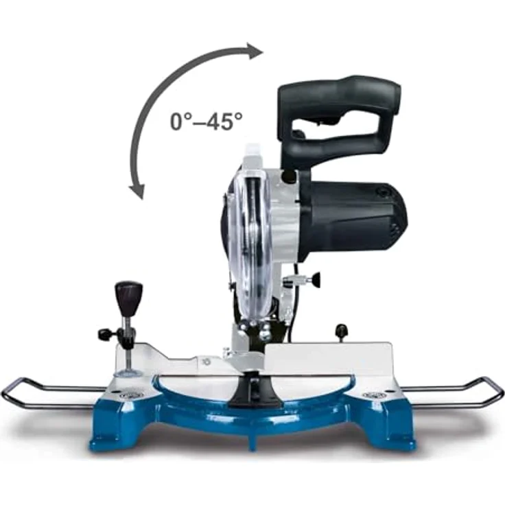 Scheppach Kappsäge HM80L (Gehrungssäge mit 1500 Watt, Sägeblatt-Ø 210mm, 24 Zähne, Schnittbreite 120mm, Schnitthöhe 60mm, beidseitig schwenkbar und neigbarer Sägekopf, Laser) – Bild 6