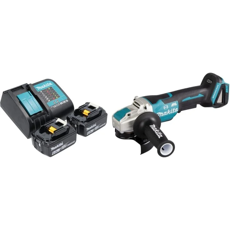 Makita DGA 520 STX1 Akku Winkelschleifer 18 V, 125 mm X-LOCK Brushless mit 2x 5,0 Ah Akkus und Ladegerät