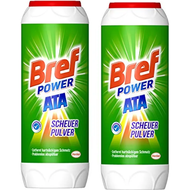Bref Power ATA Scheuerpulver, 2 x 500g, gegen hartnäckige Verschmutzungen und Kalkablagerungen