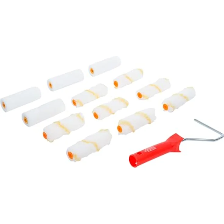 BGS technic Lackroller-Satz, 76515, 13-teilig, ergonomische Griffe, stabile Stahlbügel, für glatte und leicht strukturierte Oberflächen – Bild 2