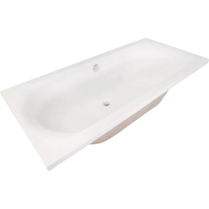 Belvit Vienna Acryl Badewanne Rechteckig Mittelanschluss 170x75cm + Standfüße, Hochwertiges Acryl in Weiß, höhenverstellbare Standfüße – Bild 2