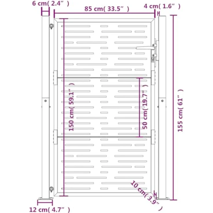 vidaXL Gartentor aus Cortenstahl, Rostig, 105 x 155 cm, Abschließbar – Bild 3