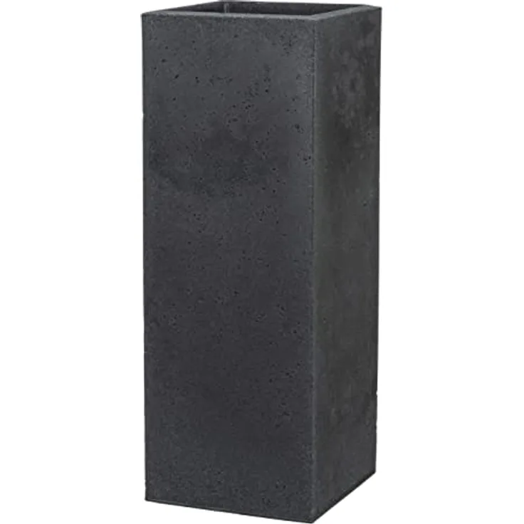 Scheurich C-Cube High, Hochgefäß aus Kunststoff, Stony Black, 26 cm lang, 26 cm breit, 70 cm hoch, 9 l Vol.