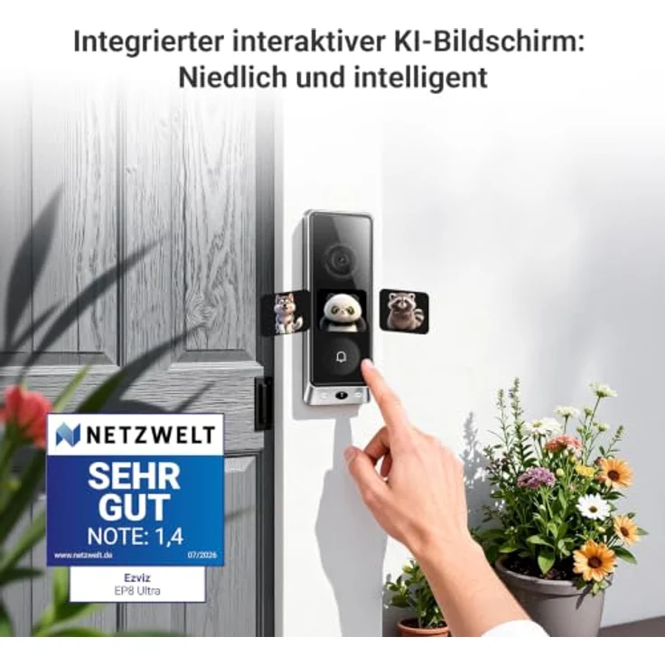 EZVIZ EP8 Ultra WLAN Video Türklingel, kabellos mit Dual-Kamera 6MP+2MP, KI-Personenerkennung, 32GB eMMC-Speicher, zwei Wechselakkus – Bild 3