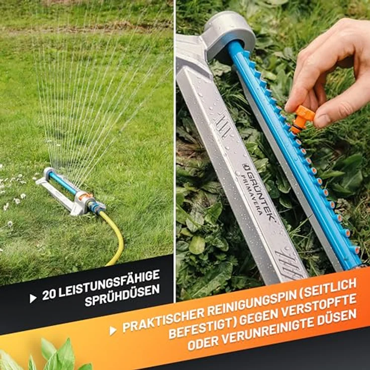 GRÜNTEK Metall Oszillations-Rasensprenger, Sprinkler mit Turbo-Motor für bis zu 352 m², flexibler Bewässerungsbereich für mittlere bis große Flächen – Bild 5