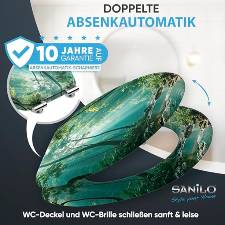 SANILO WC Sitz Rainforest, Absenkautomatik aus hochwertigem Holz, antibakterielle Oberfläche, passend für alle WC-Becken – Bild 2