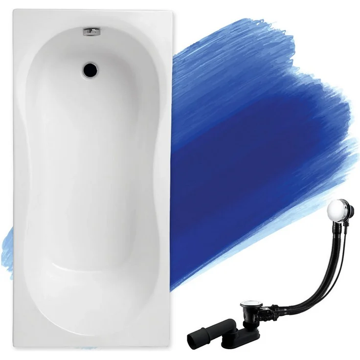 KOLMAN Badewanne Rechteck Gracja 160x70, schneeweiß, mit GRATIS Ablaufgarnitur und Füßen, rutschfest und antibakteriell