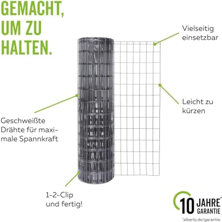 Alberts Schweißgitter Fix-Clip Pro®, anthrazit-metallic, Höhe 153 cm, Länge 10 m, wetterbeständig und einfach montierbar – Bild 5