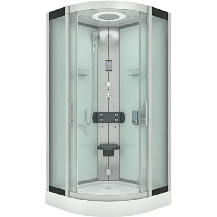 SeniorBad Dampfdusche D58-10M2, Duschtempel mit Sauna-Funktion, 90x90 cm, Weiß, inkl. Dampfgenerator, Regendusche und Aromatherapie