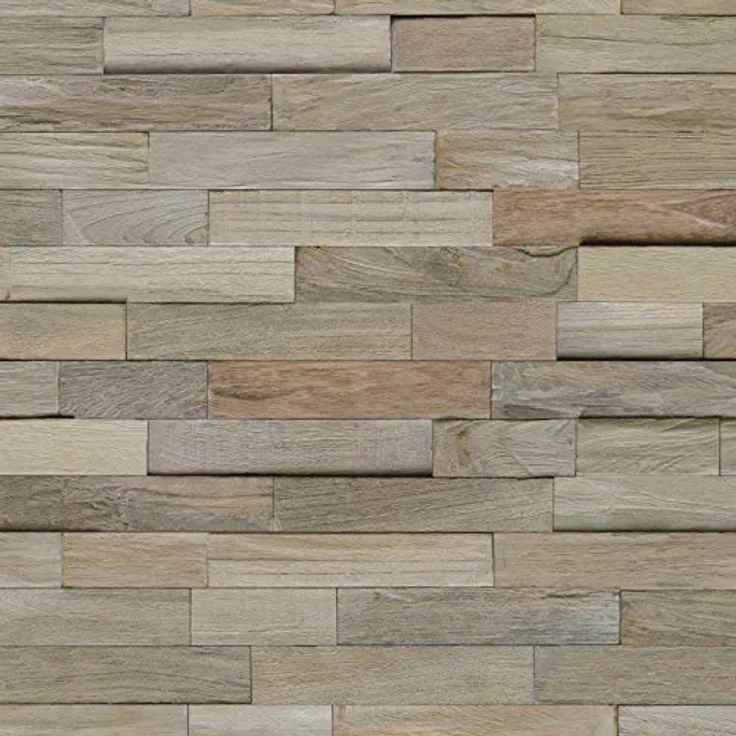 INDO Edel-Holz-Wandverkleidung Teak FSC, 3D-Wandpaneele in Gun Smoked, Stärke 10-20mm, 1m² pro Box