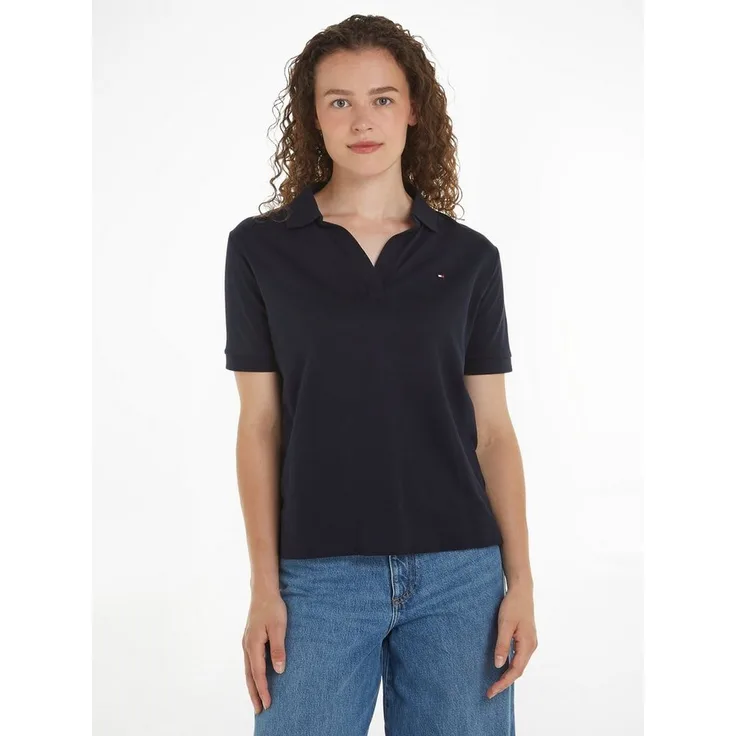 Tommy Hilfiger Poloshirt RLX OPEN PLACKET LYOCELL POLO SS mit Logostickerei, hüftlang und locker geschnitten