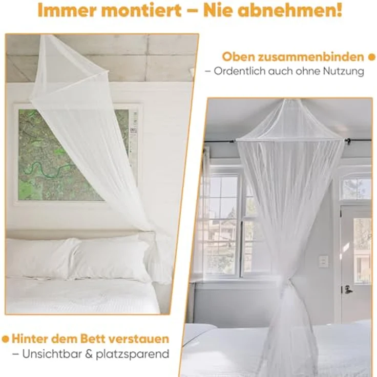 Sekey Moskitonetz Bett Betthimmel für Baby, weiß, Insektenschutz, 60x220x850cm, waschbar, inklusive Aufhängesatz – Bild 7