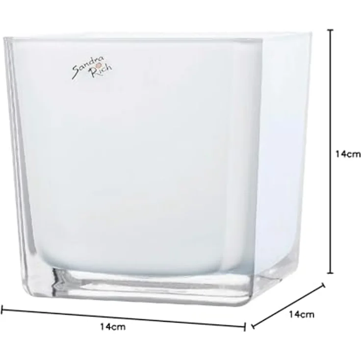 Sandra Rich Übertopf CUBE, quadratischer Glas-Pflanztopf in Weiß, 14x14cm – Bild 2