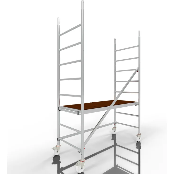 ALTEC Aluminium Fahrgerüst ALTEC Rollfix 2.0 mit Ø125mm Rollen und Wandanker, Made in Germany, maximale Arbeitshöhe 10 Meter