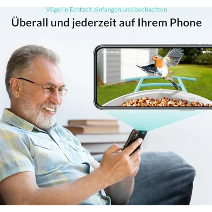 NETVUE Birdfy Vogelhaus mit Kamera, Vogelfutterstation, Futterstationen für Wildvögel, Vogelfutterhaus mit 1080P Kamera Video Aufnehmen, Vogelfutterspender Kamera Vögel Erkennung (Birdfy Lite+Solar) - Preisvergleich – Bild 3