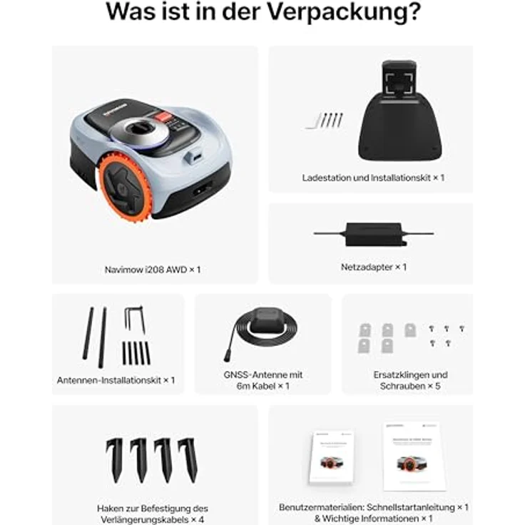 NAVIMOW i208 AWD Mähroboter, Allradantrieb, ohne Begrenzungskabel, Garage S, für Steigungen bis 45%, Empf. 800 m², EFLS NRTK + Vision – Bild 10