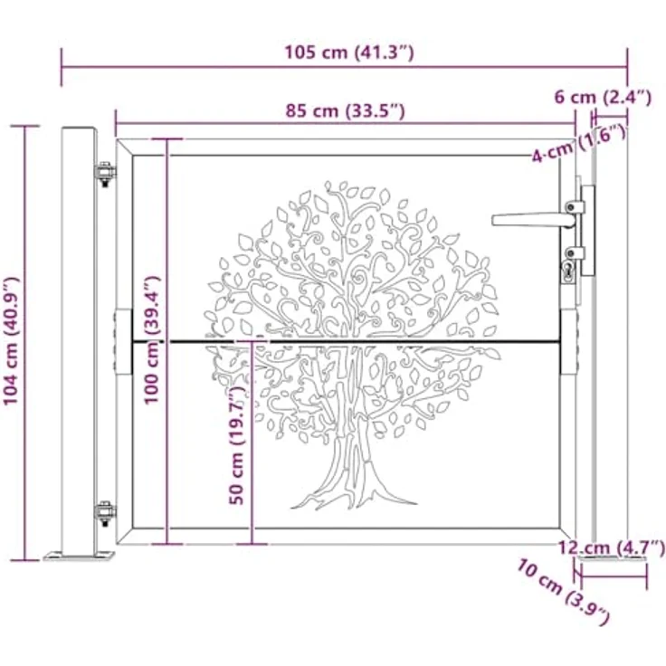 vidaXL Gartentor 105x105 cm Cortenstahl Bambus-Design Rostig Abschließbar Zauntor – Bild 4