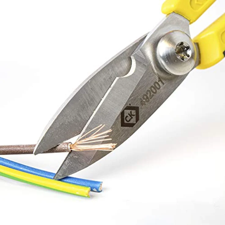 C.K 492001 Elektrikerschere, 140mm - Hochleistungsschere für weiche Kabel bis zu 22 mm Ø, robuste Hohlschliffklingen, inkl. Gürteltasche – Bild 5