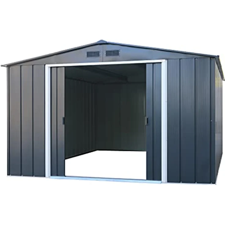 Duramax ECO 10 x 12 (11.03 m²) Metallgerätehaus, feuerverzinktes Metall gerätehaus - Geräteschuppen, verstärkte Dachkonstruktion, wartungsfreier und wetterfester Metallschuppen, Anthrazit – Bild 4