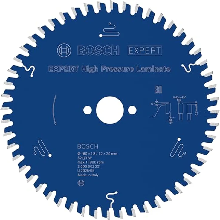 Bosch EXPERT High Pressure Laminate Kreissägeblatt, 160 mm, Z52, für Hochdruck-Schichtpressstoffplatten