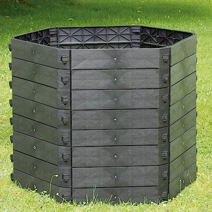 NYVI Gartenkomposter/Hochbeet NYVIGreen XXL Set 1050 Liter - Schnellkomposter aus wetterfestem & recyceltem Kunststoff - auch als Blumenbeet - Pflegeleicht, Steckmontage ohne Werkzeug