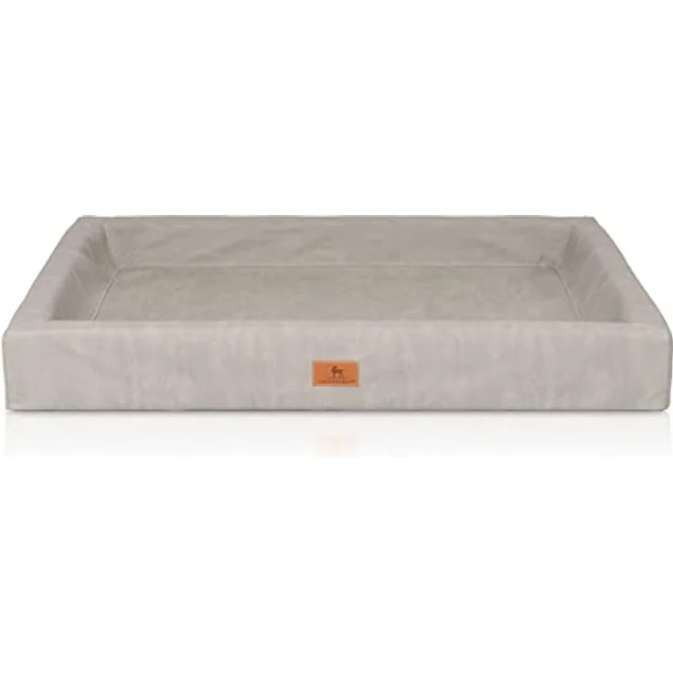 Knuffelwuff orthopädisches Hundebett Austin aus Kunstleder M-L 85 x 65cm Grau – Bild 2