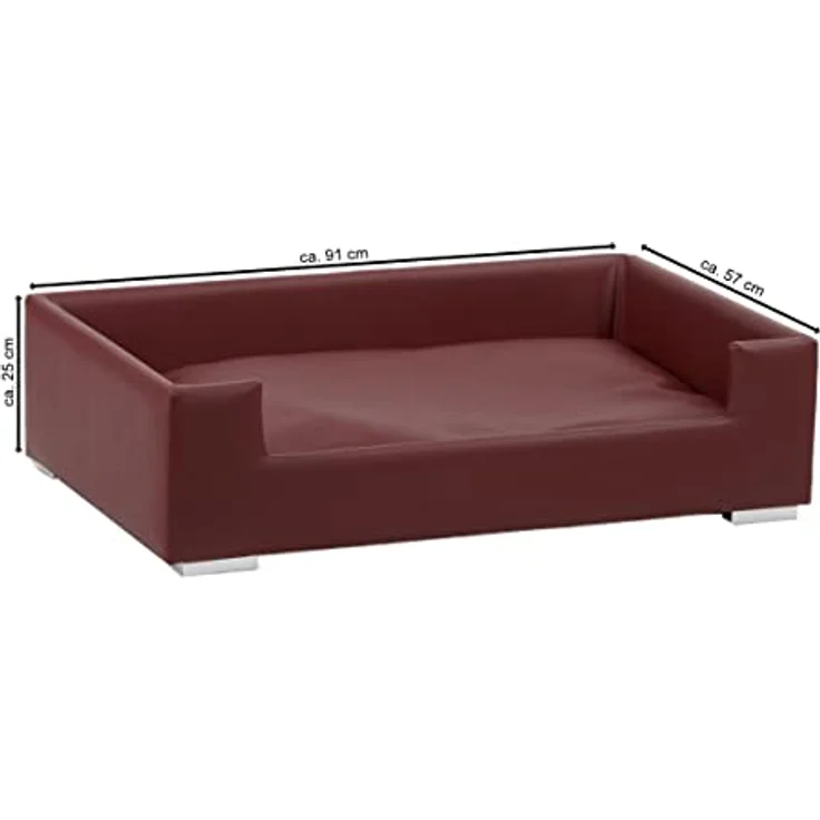 Rohrschneider® Hundesofa Candy | Hundebett Couch für ultimativen Komfort | Hunde Kissen mit Rand ideal als Hunde Reisebett | Hundkorb und Hundebett kleine Hunde (Bordeaux) – Bild 4