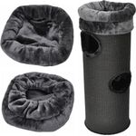 nanook Kratzbaum Katzenbett für Kratztonnen anthrazit, flauschiger Rand, geeignet für Kratztonnen bis zu 38 cm Ø