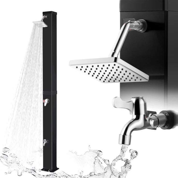 Strattore Solardusche Gartendusche - Ocean in Schwarz, 40 Liter Tankvolumen, max. 60°C heißes Duschwasser, 217,5 cm Höhe – Bild 1