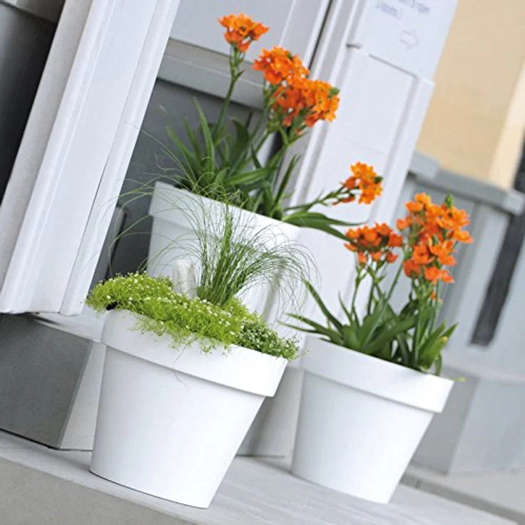 Prosperplast dlof400 Dachträgersystem 39 x 36,1 cm "lofly" Blumentopf aus Kunststoff, Stein grau – Bild 3