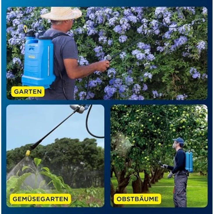 Matabi Evolution 12, Manueller Sprüher mit 12L Edelstahltank, vielseitigen Düsen und ergonomischem Design, Blau – Bild 3