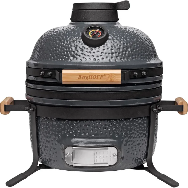 BergHoff Keramikgrill Ron, Kamado-Grill mit 35 cm Grillfläche für bis zu 6 Personen, perfekt für Temperaturregulierung