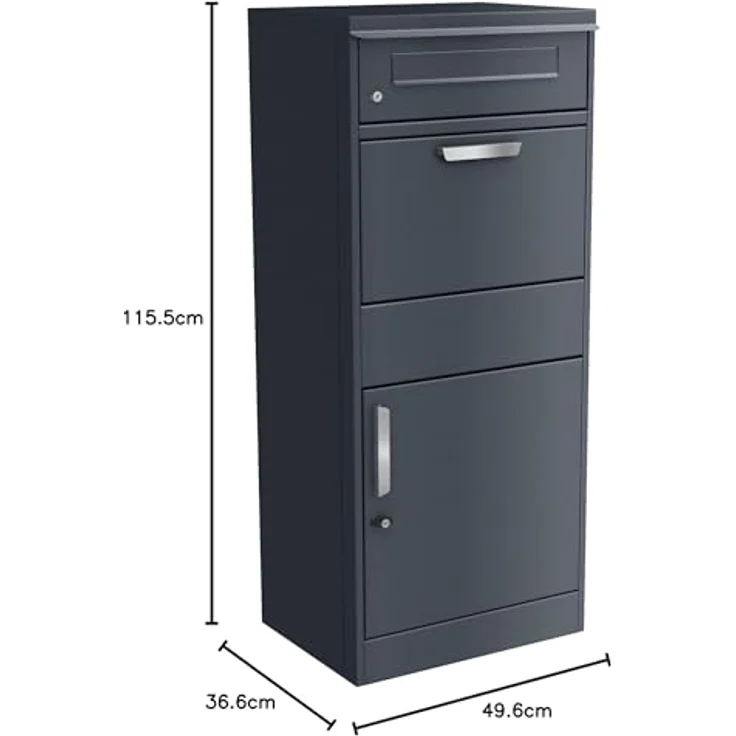 Metzler Briefkasten und Paketbox, Postbox XXL, Standbriefkasten modern, Rostfrei, Anthrazitgrau matt, Zylinderschloss - Modell Bispo – Bild 5
