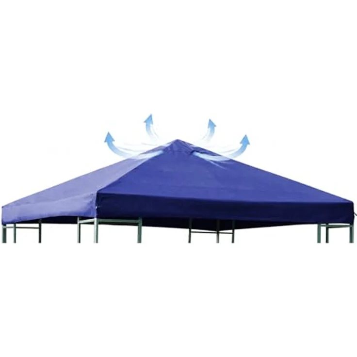 DEGAMO Pavillon-Ersatzdach, für Metall- und Alupavillon 3x3 Meter, dunkelblau, wasserdicht – Bild 4