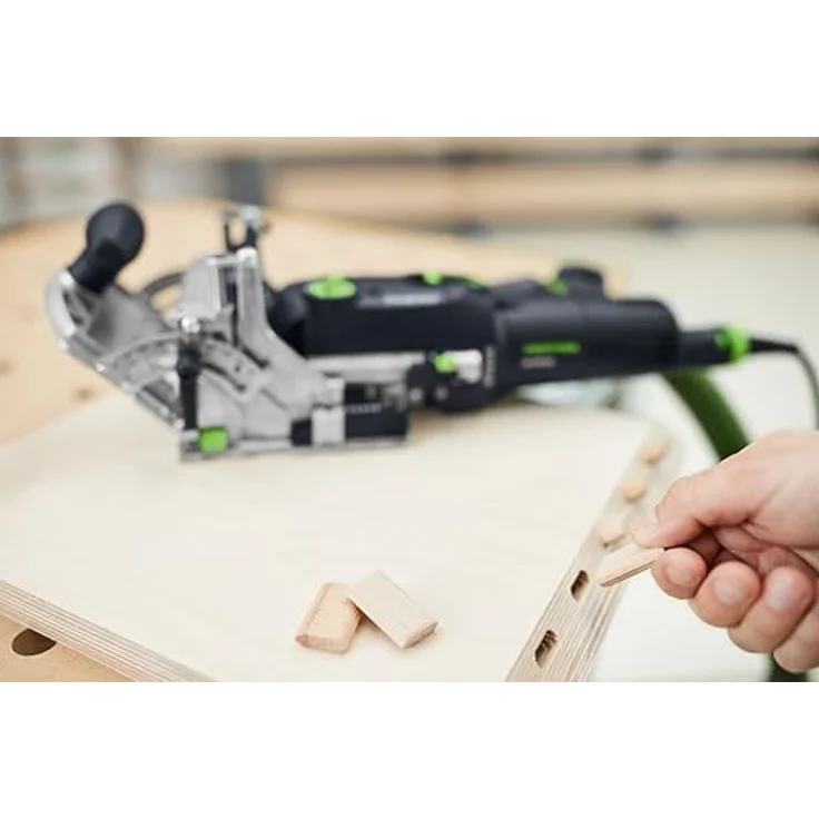 Festool Dübelfräse DF 500 RQ-Plus, 420 Watt, 25.500 U/min, inkl. DOMINO Fräser D 5, kompakt und präzise – Bild 7