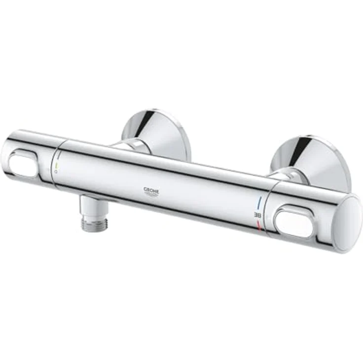 Belvit GROHE QuickFix Precision Flow Thermostat Duschset, Regendusche Ø 20 cm, Handbrause Mehrstrahl, Duschstange 85 cm, SafeStop 38° C, EcoJoy wassersparend, Wandmontage, Chrom Grau – Bild 3