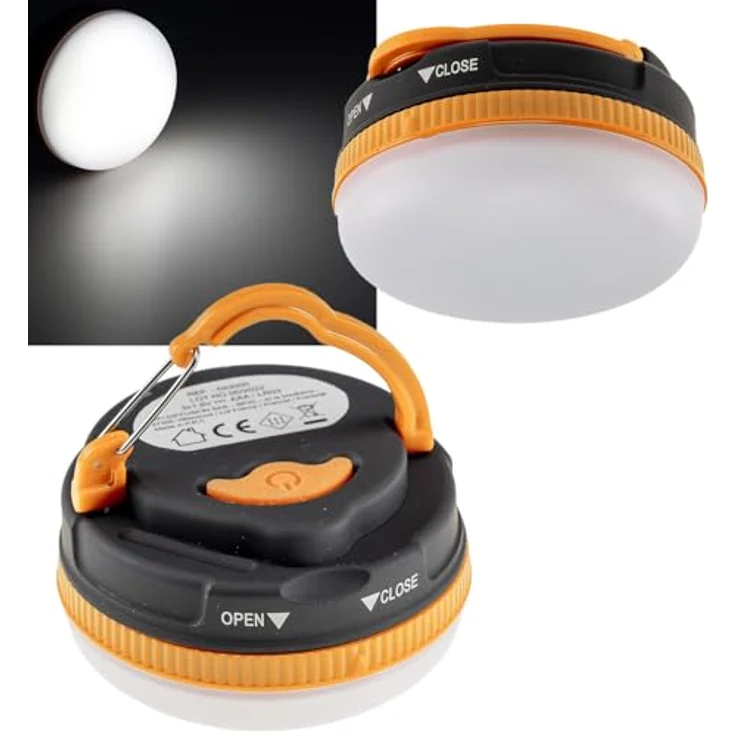 ChiliTec Campinglampe LED, tragbare Zeltlampe mit IP44, 3 Leuchtmodi, Magnethalter, Batterie 3x AAA, ØxH 7x4cm – Bild 2