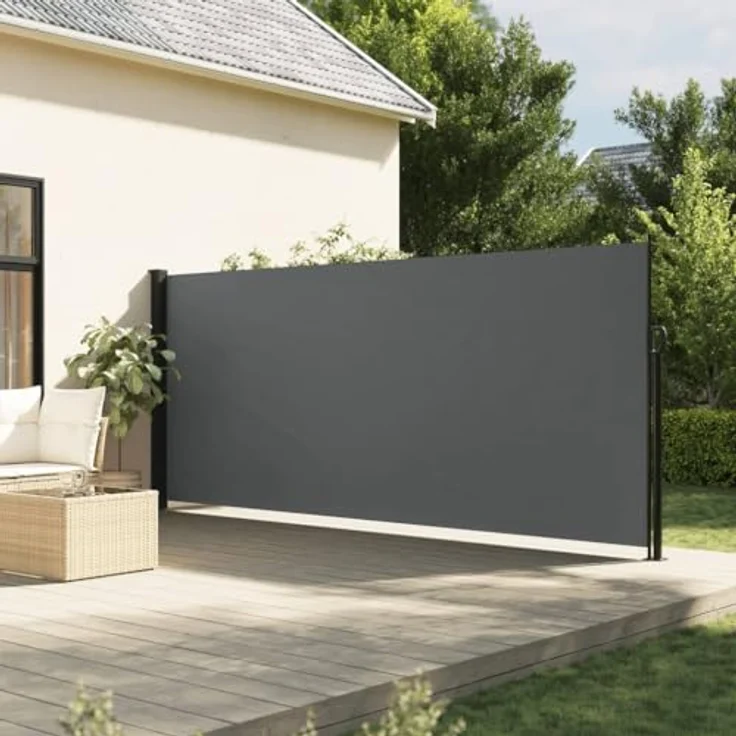 vidaXL Seitenmarkise, Wandmarkise mit PU-Beschichtung, Sichtschutz für Balkon Terrasse Garten, Windschutz Markise, Ausziehbar Anthrazit Polyester – Bild 2