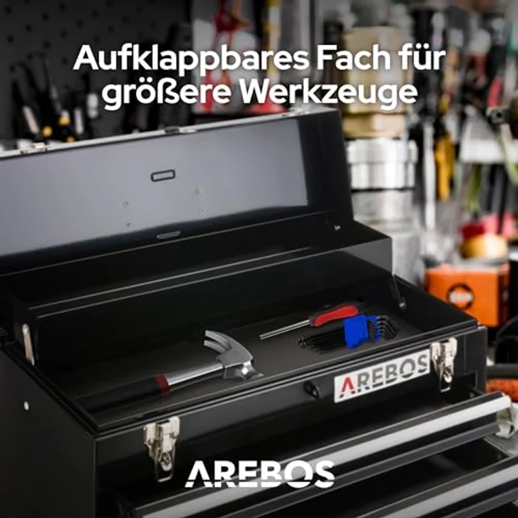 Canbolat Vertriebs Gmbh - AREBOS Werkzeugkoffer mit 3 Schubfächer schwarz - Werkzeugkasten Werkzeugbox Werkzeugkiste - schwarz – Bild 4
