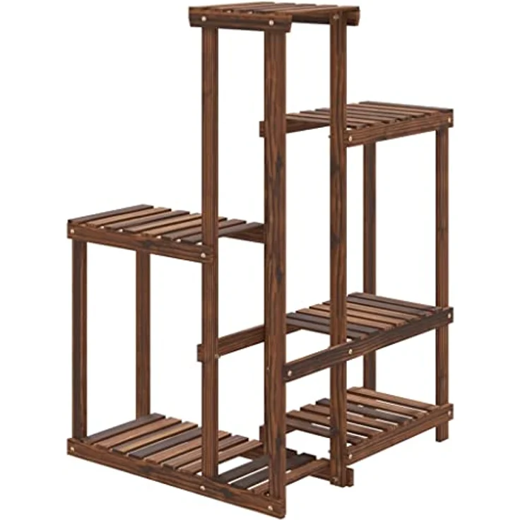vidaXL Blumenständer, Pflanzständer 62,5x61,5x101,5 cm Massivholz Tanne, Karbonisiertes Braun, robust und wetterbeständig – Bild 6