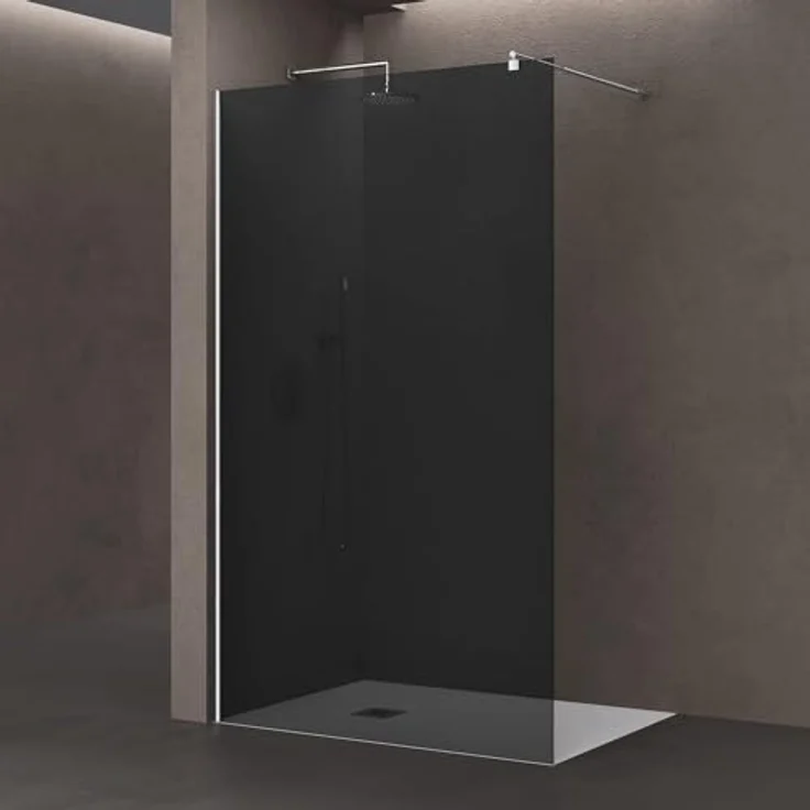 doporro Walk-in-Dusche Duschwand Bremen1VG, dunkelgrau, 8mm ESG-Sicherheitsglas, NANO-Beschichtung – Bild 2