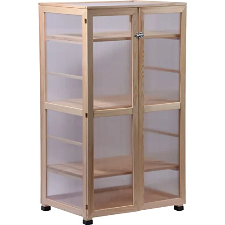 dobar® 58556FSCe Großer Anzuchtschrank Dome 0,36 m³ | Gewächshaus mit 4 Ablagen für Innen- und Außenbereich | Treibhaus Massivholz | Pflanzenhaus | 70 x 52 x 124 cm | Natur – Bild 2